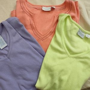 New 3 Cotton Sonoma Tops S/M Orange Purple Green